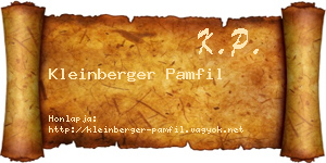 Kleinberger Pamfil névjegykártya